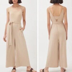 Cuyana V-Back Jumpsuit Pima Cotton S Dune Beige